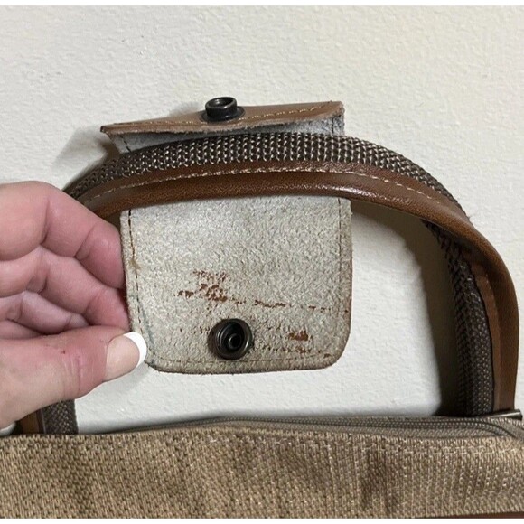 Iconic Pierre Cardin Travel Gym Bag 4 zip Suitcase Brown Tweed Luggage Tag - Picture 4 of 10